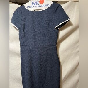 J. Crew Blue Sheath Dress Short Sleeve Crew Neck